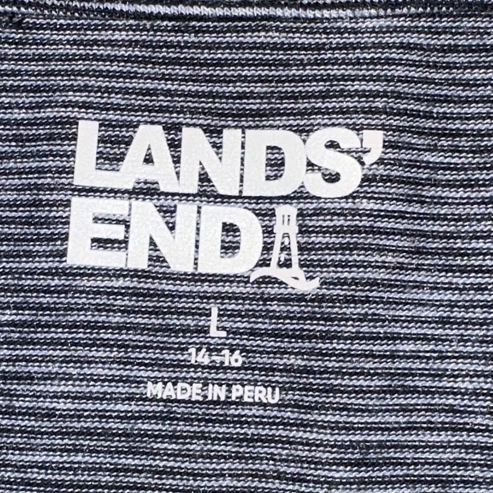 Lands' End Women's Power Performance Cowl Neck Tunic Blk/White Pinstriped Large - Picture 6 of 10